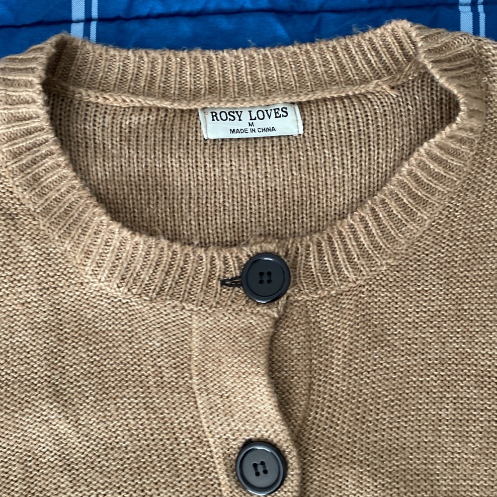 Vintage Colorblock Brown and Tan Sweater Button Down Cardigan - Picture 6 of 17